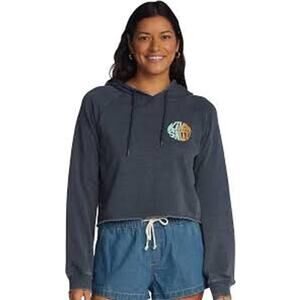 Roxy We Arrived Pullover Cropped Hoody - Mood Indigo Size Medium Kinda Salty